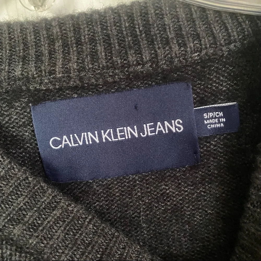 Calvin Klein Wool Blend Klein Logo Pullover Sweater In Gray Size S